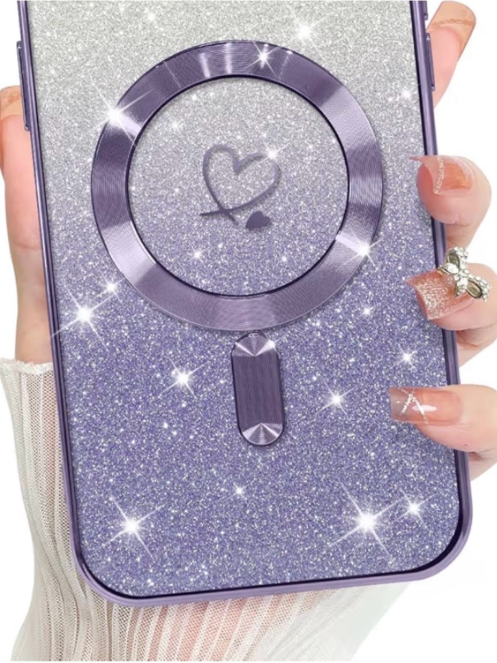 NIB 📱 I-PHONE 17 PRO MAX BONOMA PURPLE MAGNETIC HEART CASE/GLITTER PROTECTORS